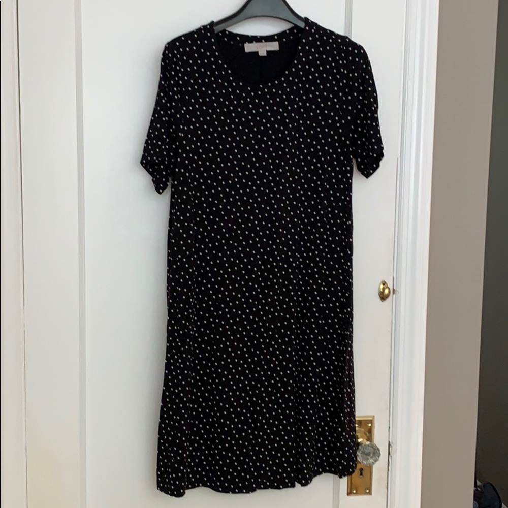 LOFT Maternity Dress Black and White Polka dots